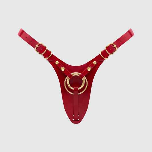 LEATHERETTE HARNESS FABULOUS - ONE SIZE - RED GLOSSY